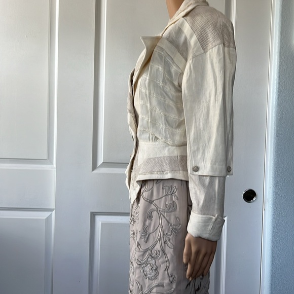 vtg 90s IIF $198 deadstock ivory cream AVANT GARDE blazer jacket S lined - Picture 6 of 13